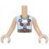 Torso Mini Doll Boy Light Aqua Sleeveless Shirt, Gold Belt and Collar, Reddish Orange, Red and Dark Pink Necklace Pattern, Medium Tan Arms with Hands: {умерен тан}
