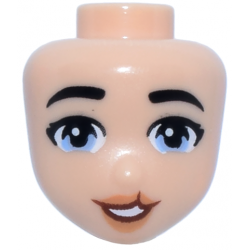 Mini Doll, Head Friends with Black Eyebrows, Bright Light Blue Eyes, Nougat Lips and Reddish Brown Open Mouth Smile with Cleft Lip Pattern: {светло нуга}