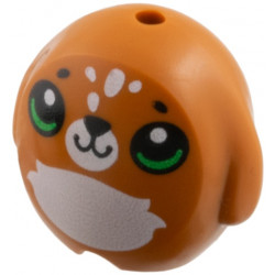 Minifigure, Utensil Pillow Plush Toy with Reindeer Face with Black Mouth, Nose and Eyes with Bright Green Glints, White Spots, Muzzle and Tummy Pattern: {тъмно оранжев}