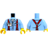 Torso Shirt with Collar, Buttons and Pocket, Red Suspenders with Silver Buckles, White Undershirt, ID Badge Pattern / Bright Light Blue Arms / Yellow Hands: {светло кралско син}