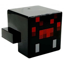 Creature Head Pixelated with Red and Dark Red Face and Light Bluish Gray Fangs Pattern (Minecraft Spider): {черен}
