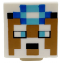 Minifigure, Head, Modified Cube with Pixelated Medium Nougat Face with Eyes, Mouth, Moustache and Beard, Medium Azure and Blue Headlamp, Black Band Pattern: {бял}