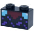Brick 1 x 2 with Minecraft Pixelated Enchanting Table, Dark Red, Medium Azure and White with Dark Purple Squares Pattern: {черен}