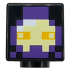 Minifigure, Head, Modified Cube with Pixelated Dark Purple and Bright Light Yellow Mask, White Reflection and Bright Light Orange Eyes Pattern (Minecraft Realm Raider): {черен}