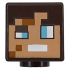 Minifigure, Head, Modified Cube with Pixelated Nougat Face, Dark Orange Spots, Medium Azure Eyes, and White Mouth Pattern (Minecraft Dimensional Defender): {тъмно кафяв}