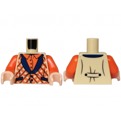 Torso Vest with Dark Blue Collar and Pockets over Reddish Orange Shirt Pattern / Reddish Orange Arms / Light Nougat Hands: {тухлено жълт}