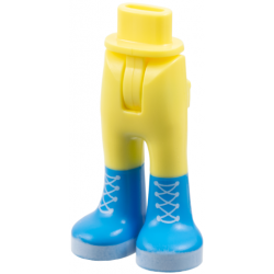 Mini Doll Hips and Trousers with Back Pockets with Molded Dark Azure Lower Legs / Boots and Printed White Laces Pattern - Thin Hinge: {студено жълт}