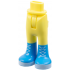 Mini Doll Hips and Trousers with Back Pockets with Molded Dark Azure Lower Legs / Boots and Printed White Laces Pattern - Thin Hinge: {студено жълт}