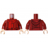Torso Hoodie with Black Trim and Pockets, Red Striped Scarf Pattern / Dark Red Arms / Light Nougat Hands: {нов тъмно червен}