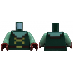 Torso Pixelated Sand Green Neck, Dark Brown Trim, Dark Red Belt with Gold Buckle Pattern / Sand Green Arms / Dark Red Hands: {земно зелен}