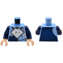 Torso Sweater with Dark Blue Panels and Light Bluish Gray Rectangles, White Shirt, Napkin with Spots Pattern / Dark Blue Arms / Light Nougat Hands: {светло кралско син}