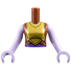 Torso Mini Doll Girl Gold Breastplate Armor, Dark Purple Midriff Pattern, Lavender Arms with Hands: {умерено кафяв}