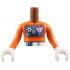 Torso Mini Doll Boy Reddish Orange Robot Costume, Dark Silver Box with Silver Gears and Metallic Pink Heart, White Belt Pattern, Reddish Orange Arms / Sleeves with White Hands / Gloves: {червеникаво-кафяв}