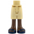 Mini Doll Hips and Shorts with Molded Umber Legs and Printed Dark Blue Sandals Pattern - Thin Hinge: {тухлено жълт}