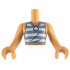Torso Mini Doll Man Light Aqua and Sand Blue Striped Sleeveless Shirt and Necklace with White Shell Pattern, Nougat Arms with Hands: {нуга}