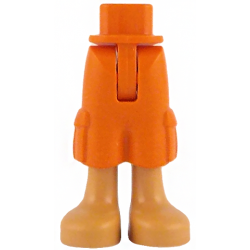 Mini Doll Hips and Trousers Cropped Large Pockets with Molded Nougat Legs and Printed Black Dolphin Tattoo on Back of Right Leg Pattern - Thin Hinge: {червеникаво-оранжев}