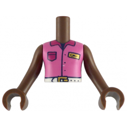 Torso Mini Doll Girl Dark Pink Sleeveless Shirt with Magenta Pocket and Collar, Gold Badge, White Belt with Buckle Pattern, Umber Arms with Hands: {умбра}