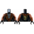 Torso Tunic with Dark Orange Wide Lapels, Gold Lacing, Dark Bluish Gray Wrapping Pattern / Reddish Brown Arms / Black Hands: {черен}