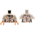 Torso Female Button Up Shirt with Nougat and Dark Red Leaves, Silver Pearl Necklace, Gold Brooch Pattern / White Arms / Light Nougat Hands: {бял}
