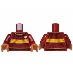 Torso Knit Sweater with Yellow Stripes and Gryffindor Shield Pattern / Dark Red Arms / Medium Nougat Hands: {нов тъмно червен}