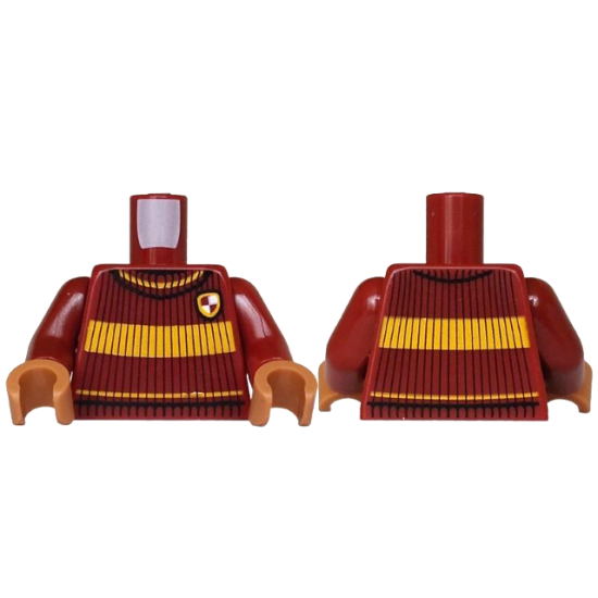 Torso Knit Sweater with Yellow Stripes and Gryffindor Shield Pattern / Dark Red Arms / Medium Nougat Hands: {нов тъмно червен}