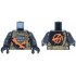 Torso Tunic with Orange Trim, Dark Silver Armor, Dark Tan Strap, Gold Clasp and Charm with Ninjago Logogram Letter C Pattern / Pearl Dark Gray Arms / Black Hands: {черен}