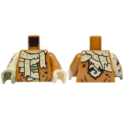 Torso Shirt Open with Black Splotches and Creases, Olive Green Stomach, Tattered Tan Wrappings with Gold Highlights Pattern / Dark Orange Arm Left / Tan Arm Right with Wrappings Pattern / Tan Hand Left / Olive Green Hand Right: {тъмно оранжев}