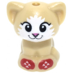 Cat, Friends Style, Baby Kitten, Sitting with Black Eyes, Dark Pink Nose, and White Fur and Red Holiday Socks/Mittens Pattern: {тухлено жълт}