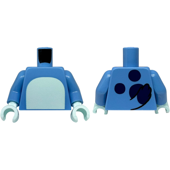 Torso with Light Aqua Stomach, Dark Blue Spots and Tail on Back Pattern / Medium Blue Arms / Light Aqua Hands: {умерено син}