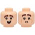 Minifigure, Head Dual Sided Dark Brown Eyebrows, Surprised Open Mouth with Top Teeth and Tongue / Queasy (Breath Holding) with Medium Nougat Cheek Lines Pattern: {светло нуга}