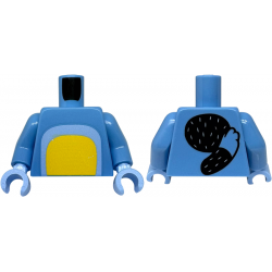 Torso with Yellow and Bright Light Blue Stomach, Black Oval and Tail with Fur Lines on Back Pattern / Medium Blue Arms / Bright Light Blue Hands: {умерено син}