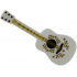 Minifigure, Utensil Musical Instrument, Guitar Acoustic with Black Tuning Knobs, Gold Strings, Ornaments and Stars Pattern: {бял}