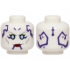 Minifigure, Head Alien Female SW Dathomirian Zabrak with Light Bluish Gray Eyebrows and Cheek Lines, Bright Light Blue Eyes, Dark Purple Markings, Dark Red Lips, Grin Pattern: {бял}