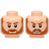 Minifigure, Head Dual Sided Dark Orange Eyebrows, Moustache, Beard and Sideburns, Grin / Angry Open Mouth with Teeth Pattern: {светло нуга}