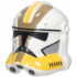 Minifigure, Headgear Helmet SW Clone Trooper (Phase 2) with Holes with Black Visor, Yellow and Dark Tan Markings and Light Bluish Gray Cheek Indents Pattern: {бял}