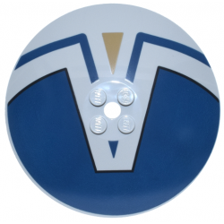 Dish 8 x 8 Inverted (Radar) - Solid Studs with Dark Blue Panel and Line, Black Outline and Dark Tan Triangle Pattern: {умерено каменно сив}