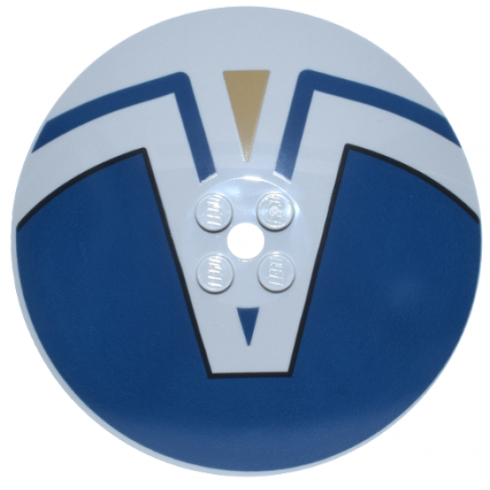 Dish 8 x 8 Inverted (Radar) - Solid Studs with Dark Blue Panel and Line, Black Outline and Dark Tan Triangle Pattern: {умерено каменно сив}