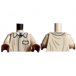 Torso Harry Potter Protective Overcoat with Dark Tan Wrinkles, Black Pocket and Large Collar over White Shirt Pattern / Tan Arms / Reddish Brown Hands: {тухлено жълт}
