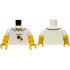 Torso Shirt with Collar, Black Stomach Line, Reddish Brown Stains, Yellow Neck Pattern / Yellow Arms with Molded White Short Sleeves Pattern / Yellow Hands: {бял}