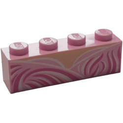Brick 1 x 4 with Dark Pink and White Curved Lines, Light Nougat Neck Pattern (BrickHeadz Glinda Torso): {светло пурпурен}