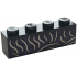 Brick 1 x 4 with Dark Purple Spots and Silver Wavy Lines Pattern (BrickHeadz Elphaba Torso): {черен}