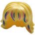 Minifigure, Hair Female Mid-Length Wavy with Bangs with Dark Azure and Dark Pink Streaks Pattern: {студено жълт}