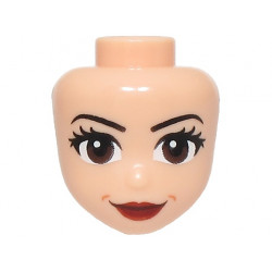 Mini Doll, Head Friends with Black Eyebrows and Eyelashes, Dark Brown Eyes and Mouth, Dark Red Lips, Medium Nougat Dimples, Grin Pattern: {светло нуга}