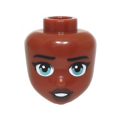 Mini Doll, Head Friends with Black Eyebrows and Eyelashes, Metallic Light Blue Eyes, Dark Brown Lips, Open Mouth Smile with Teeth Pattern: {червеникаво-кафяв}