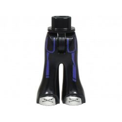 Mini Doll Hips and Trousers Bell-Bottoms with Dark Purple Pockets Outlines and Belt Ends, Silver Shoes with Laces Pattern - Thin Hinge: {черен}