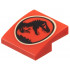 Slope, Curved 2 x 2 x 2/3 with Black Dinosaur in Tan Circle (Jurassic Park Logo) Pattern: {ярко червен}