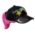 Minifigure, Hair Combo, Hair with Hat, Ponytail with Molded Black Ball Cap and Printed Dark Azure, Bright Pink and Yellow Rainbow and Star Pattern: {ярко пурпурен}