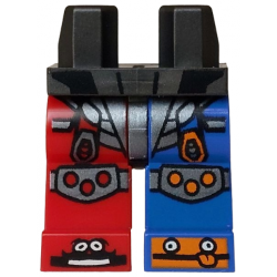 Hips and 1 Blue Left Leg, 1 Red Right Leg with Dark Silver Armor and Knee Pads, Orange and Black Shoes with White Eyes, Mouth and Tongue Pattern: {титаниево метален}