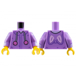 Torso Rabbit Hoodie with Dark Purple Lines and Fur and Lavender Draw Strings with Dark Pink Puffs and Bright Pink Ears Pattern / Medium Lavender Arms with Dark Purple and Lavender Cuffs, Cat Head, and Paw Print Pattern / Yellow Hands: {умерено лавандулов}