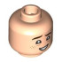 Minifigure, Head Dual Sided Child Dark Brown Eyebrows, Nougat Freckles and Dimples, Open Mouth Smile with Teeth / Red Tongue Sticking Out Pattern: {светло нуга}